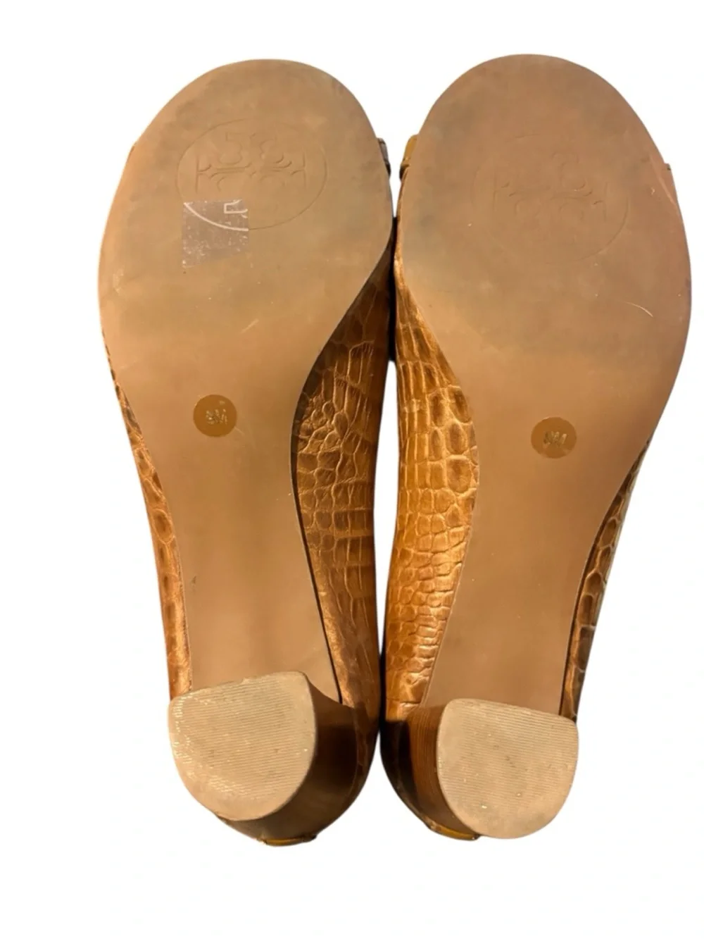 TORY BURCH Women’s Tan Crocodile Skin Style Heels Leather Size 9